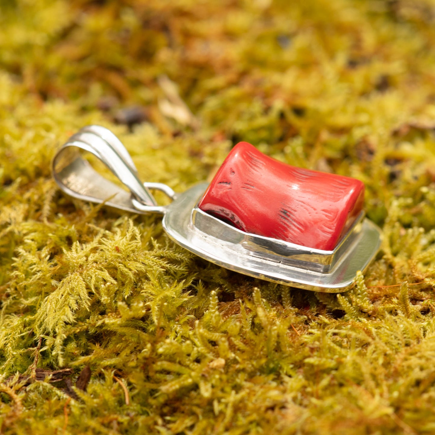 Coral set in Sterling Silver Pendant