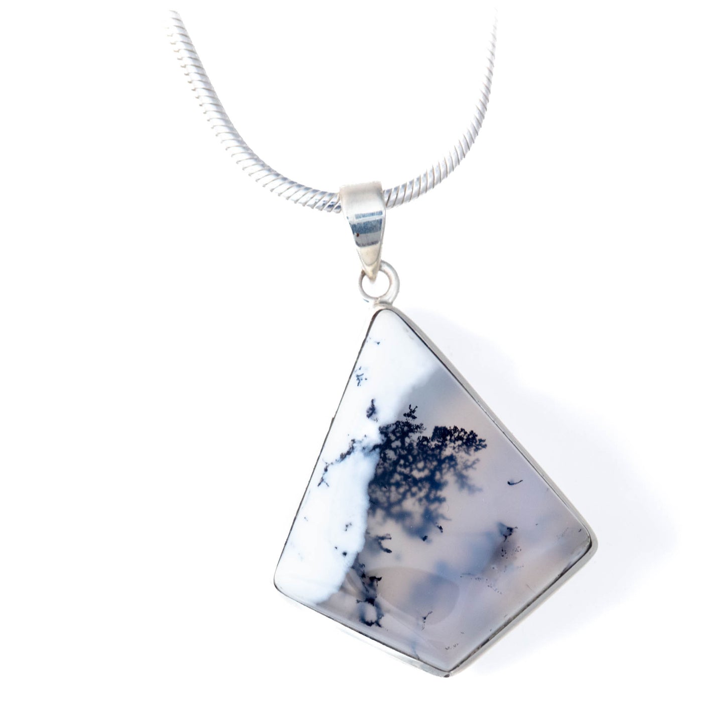 Dendritic Agate set in Sterling Silver Pendant
