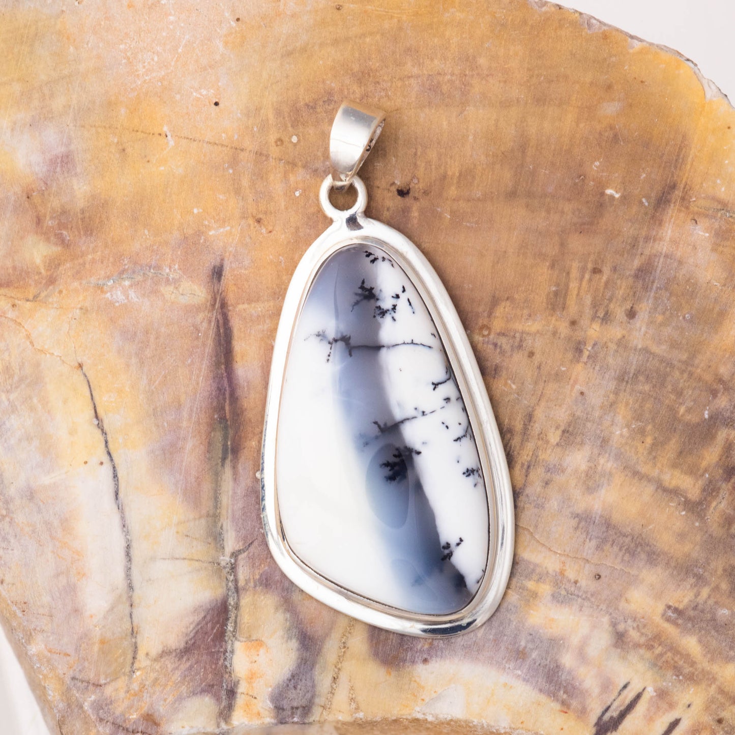 Dendritic Agate set in Sterling Silver Pendant