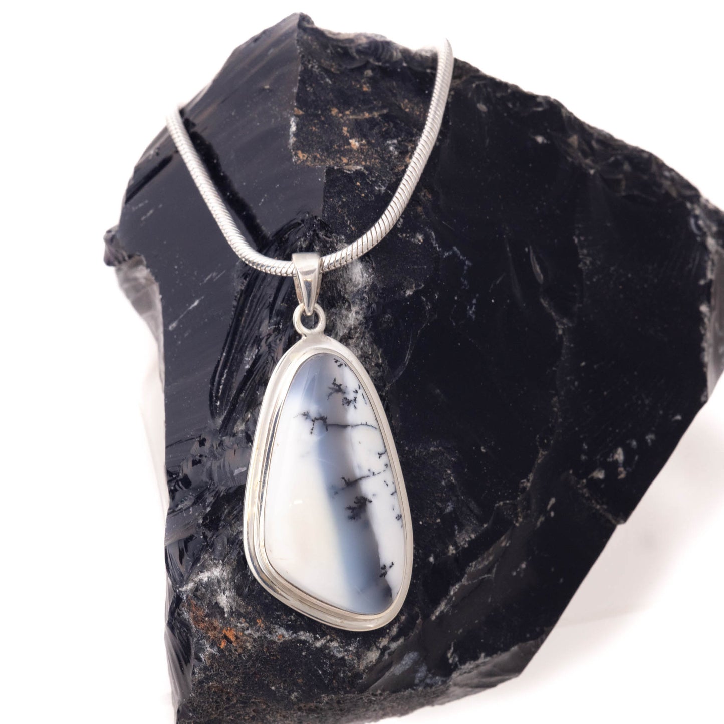 Dendritic Agate set in Sterling Silver Pendant