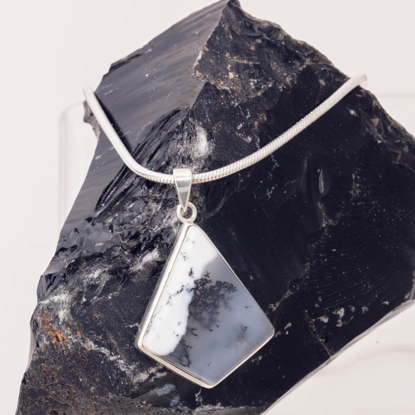 Dendritic Agate set in Sterling Silver Pendant