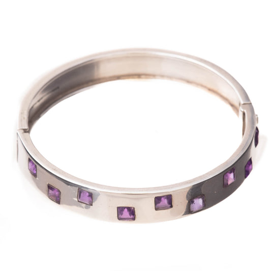 Sterling Silver Bangle with Amethyst Stones