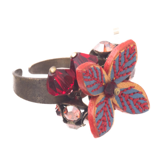 Brit Chic Finger Ring, Red/Blue/Gold