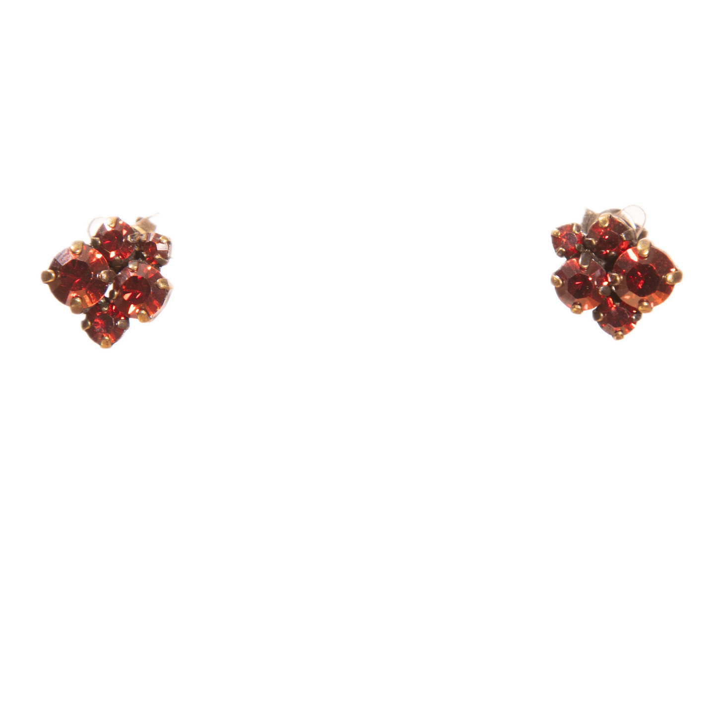 Konplott, Ballroom Crystal Cluster Studs, Coral Red/Gold