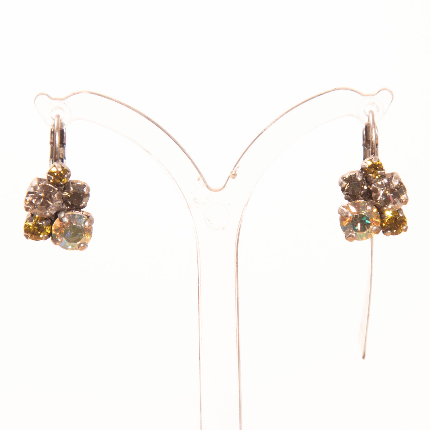 Konplott, Ballroom Crystal Cluster French Hook Earrings, Yellow Oyster/Silver