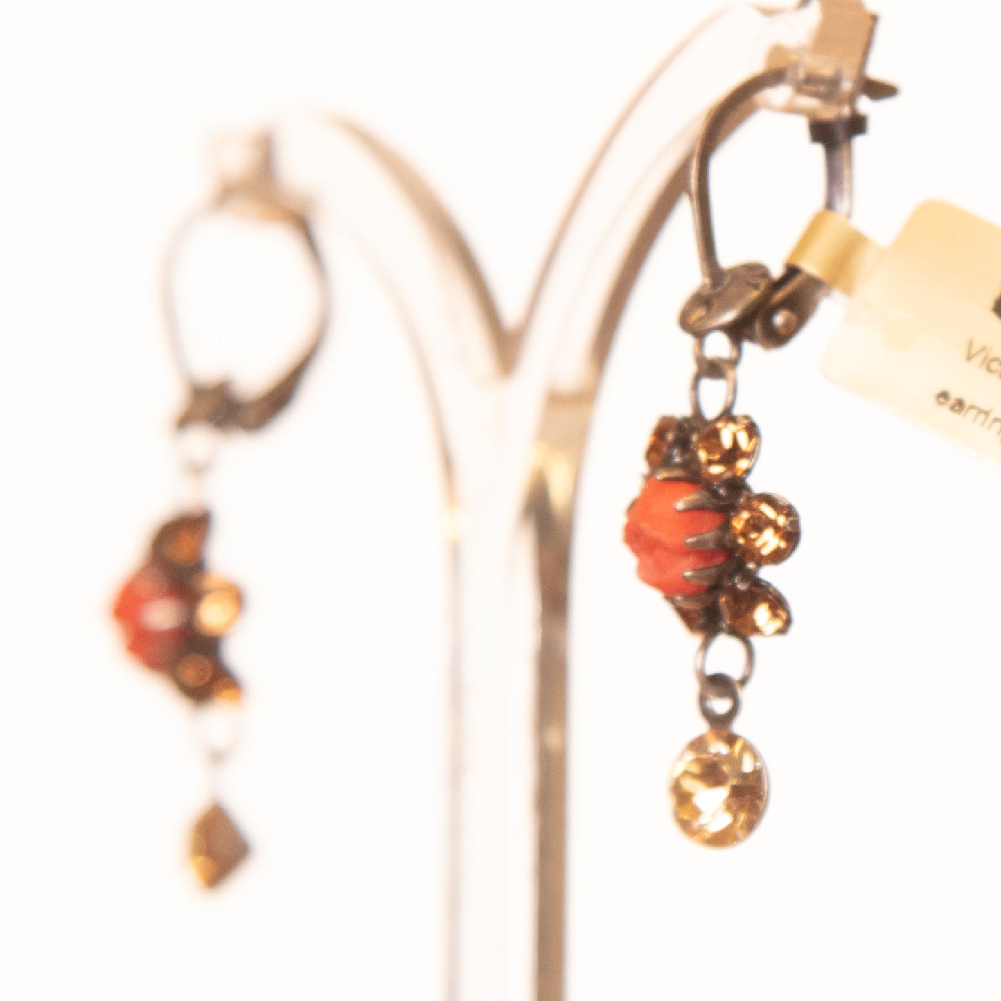 Konplott, Victoria Drop Earrings with French Hook in Coral/Gold