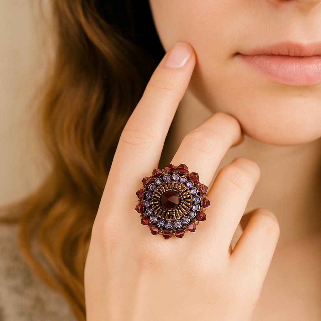 Konplott, African Glam Ring, Purple/Multi/Gold