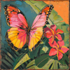 A&C Tropical Butterfly, Bangle, Fushia/Orange/Silver