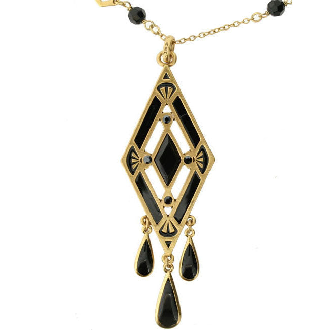 A&C Deco Beautiful Long Pendant Necklaceblack/Gold
