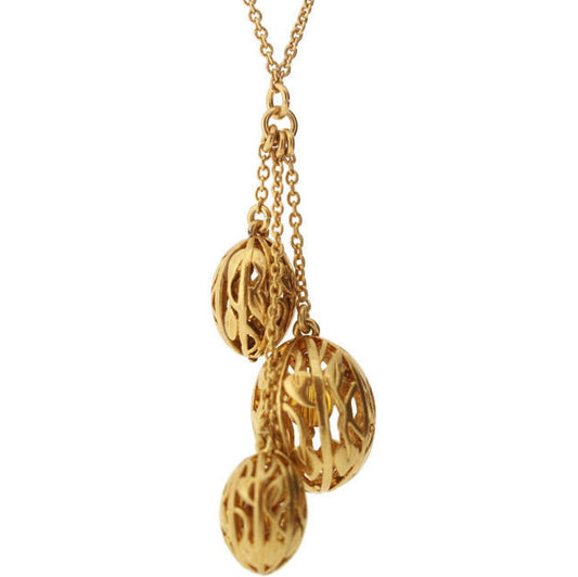 Pilgrim Filigree Long Trio Ball Pendant, Gold