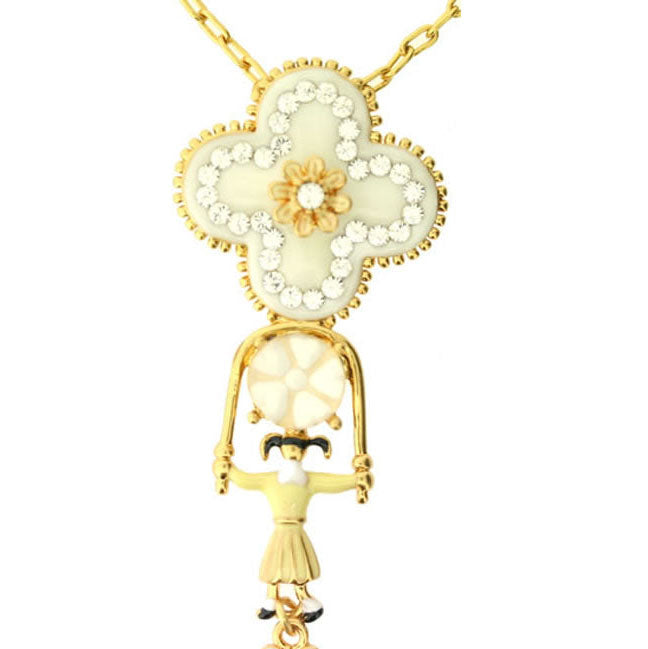 Pilgrim Elements Of Joy Elaborate Drop Pendant, Beige/Gold