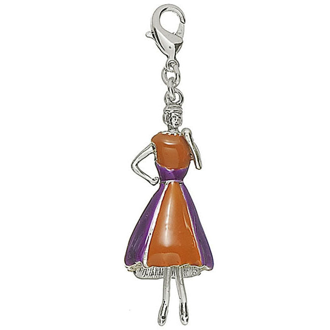 Pilgrim Charms Elegant Lady In A Fabulously Retro Dress, Orange/Purple/Silver