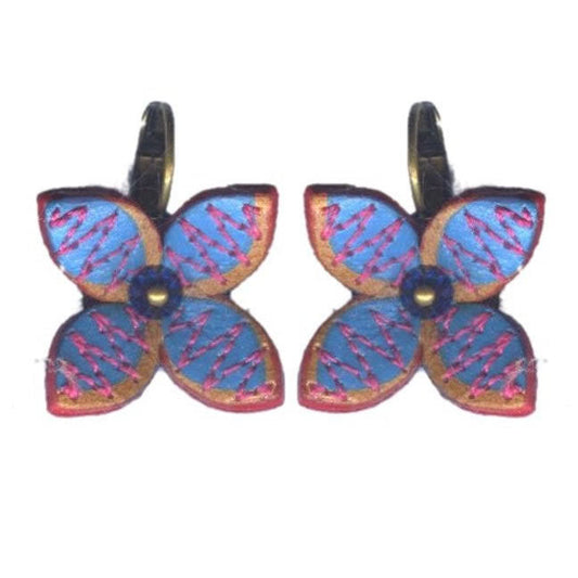 Konplott, Brit Chic Flower Earrings On Hook, Blue/Gold