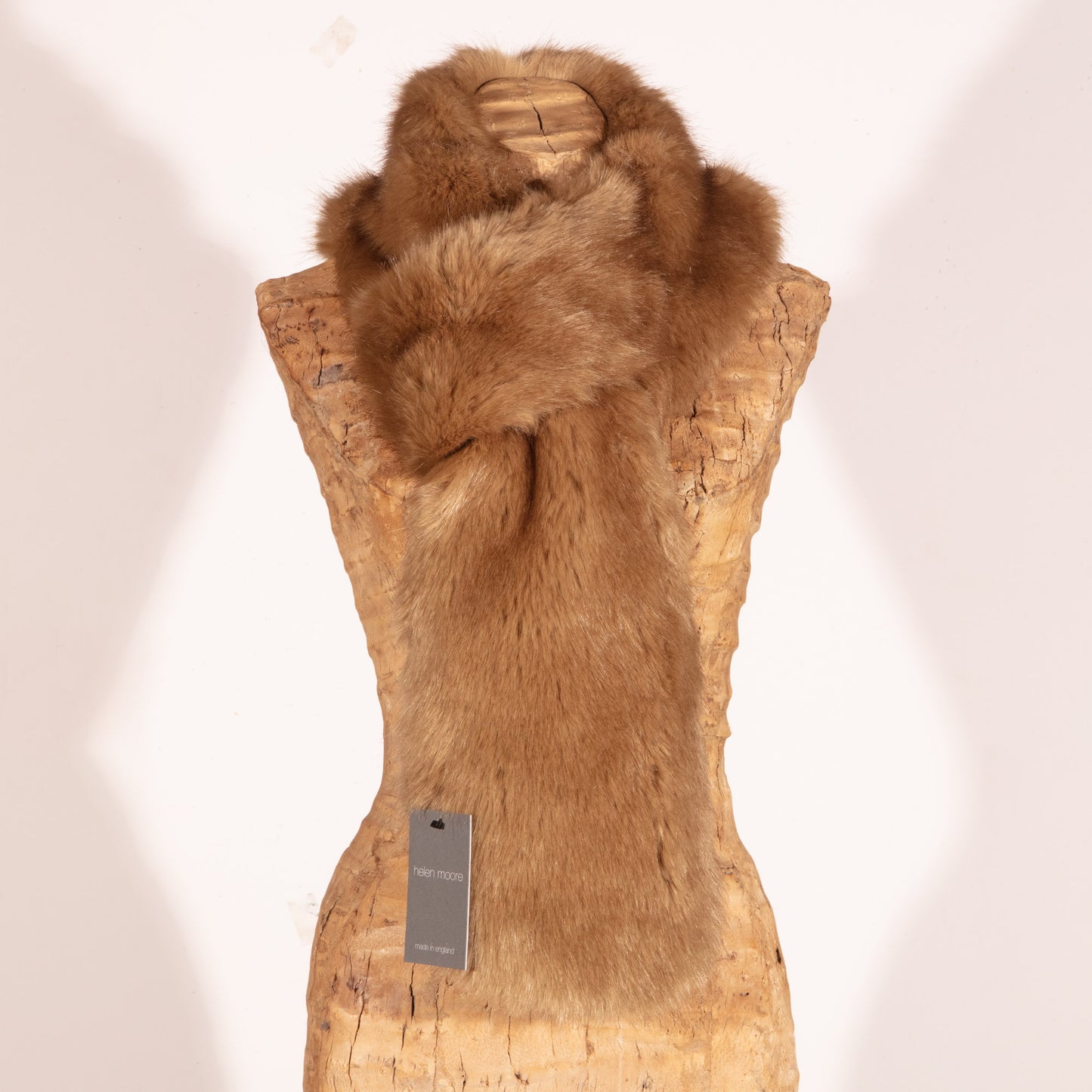 Helen Moore Loop Faux Fur Scarf – Camel (Vegan, Made in England)