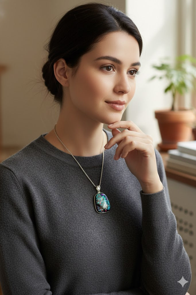 Dichroic Pendant set in Silver