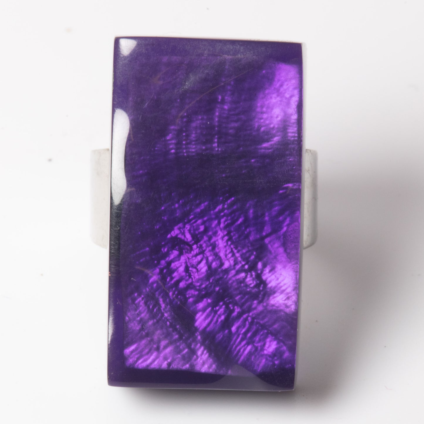 Watch This Space – Purple Resin Statement Ring, Rectangular Faceted Design