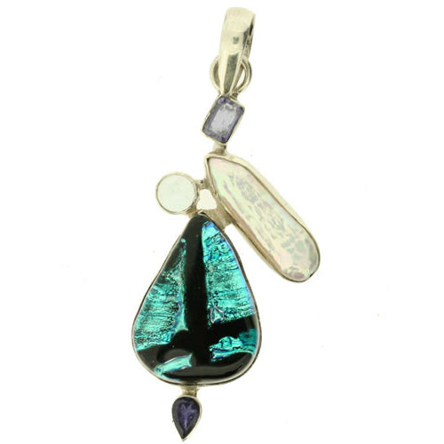 Dichroic Pendant set in Silver