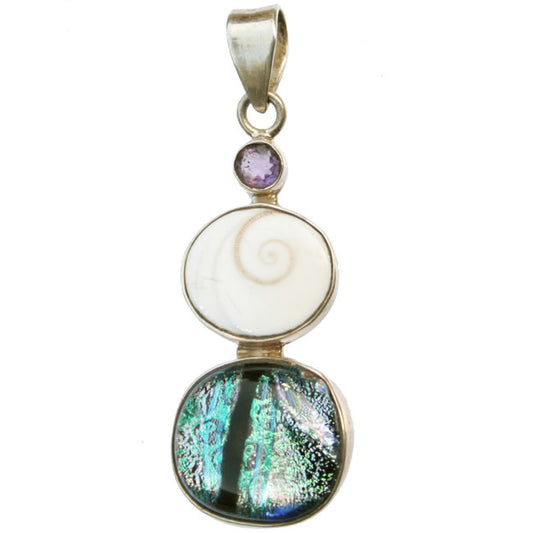 Dichroic Pendant set in Silver