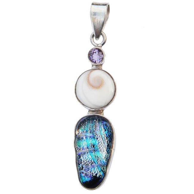 Dichroic Pendant set in Silver