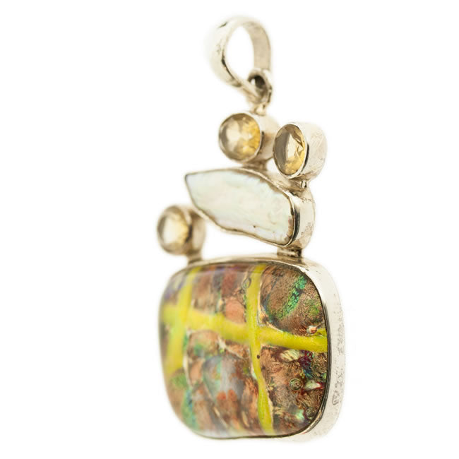 Dichroic Pendant set in Silver