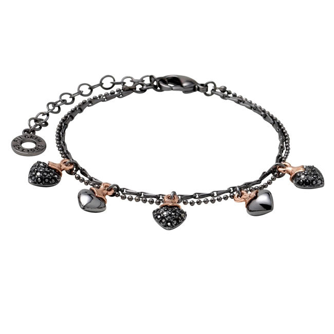 Pilgrim,Shimmer Heart Bracelet, Hematite Plated/Rose Gold