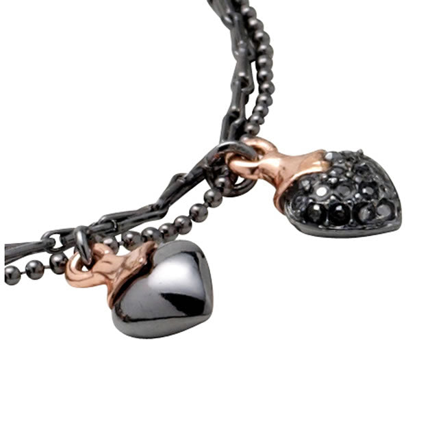 Pilgrim,Shimmer Heart Bracelet, Hematite Plated/Rose Gold