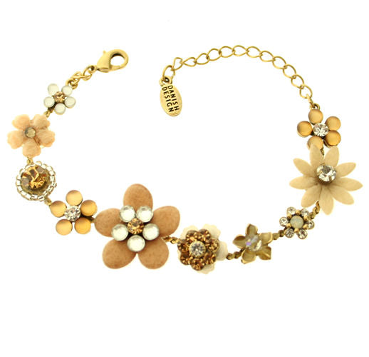 Pilgrim Felt Flowers Pretty Felt Flower Bracelet, Brown/Gold