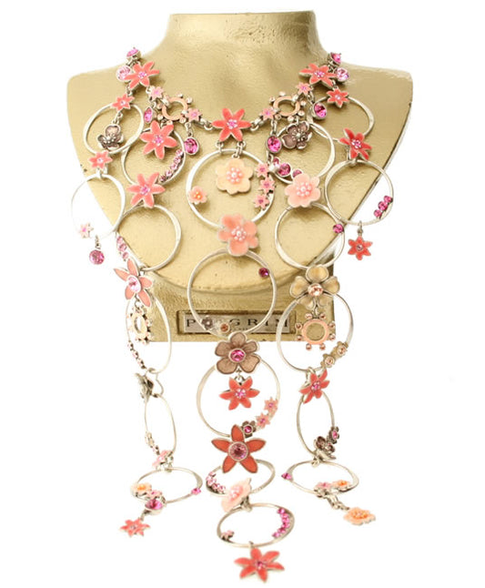 Pilgrim Lily Most Elaborate Lily Necklace, Pink/Silver