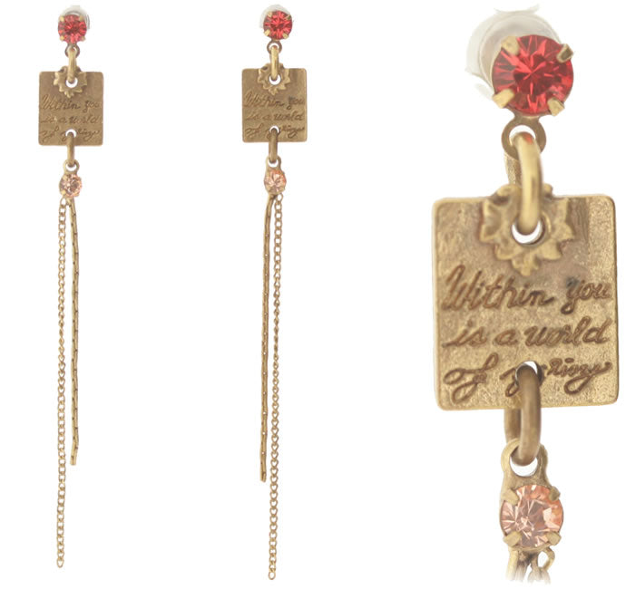 Pilgrim Poem Poem Earrings, Coral/Gold