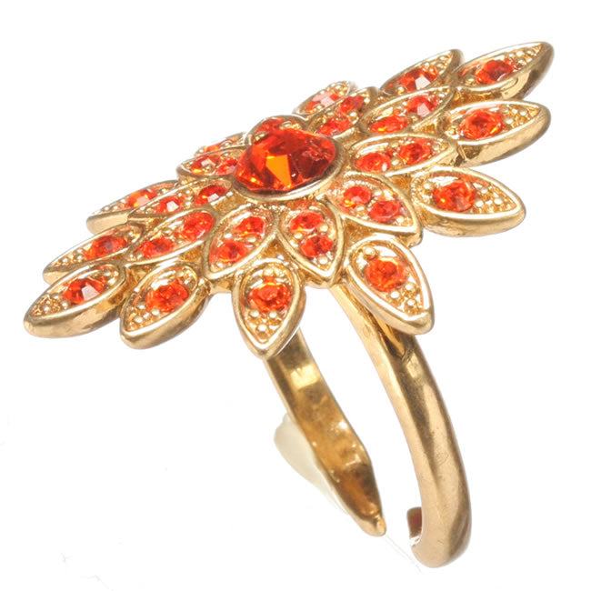 Pilgrim, Adjustable Star Burst Ring, Orange/Gold