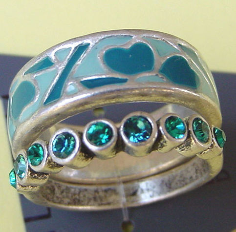 Pilgrim Medici Pair Of Rings, Turquoise/Silver