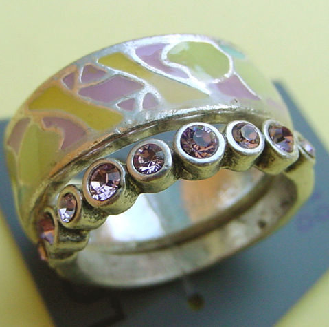 Pilgrim Medici Pair Of Rings, Pastel/Silver