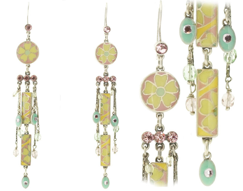 Pilgrim Medici Very Long Earrings, Pastel/Silver