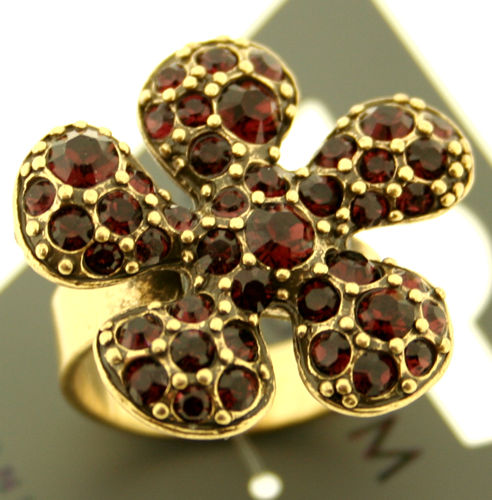 Pilgrim Classic Five Petal Classic Five Petal Flower Ring, Bordeaux/Gold