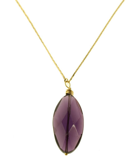 Pilgrim Elegant Eye  Faceted Stone Pendant, Purple/Gold