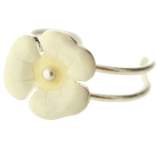 PIlgrim Floral Delicacy Toe Ring, White/Silver