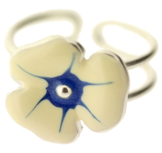 PIlgrim Floral Delicacy Toe Ring, Blue/Beige/Silver