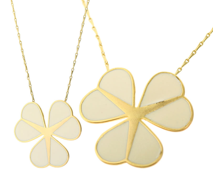 Pilgrim Graphic Flower Long Pendant, White/Gold