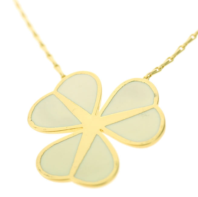 Pilgrim Graphic Flower Long Pendant, White/Gold