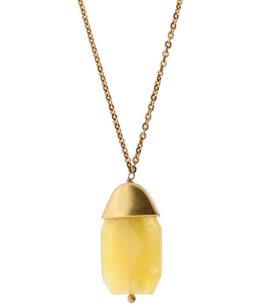 Pilgrim Elegant Rock Long Pendant, Brown/Gold