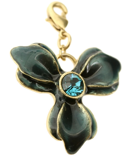 Pilgrim Charms Wildflower Charm, Teal/Gold