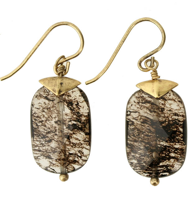 PIlgrim Semi Precious Pretty Faceted Earrings, Black/Gold