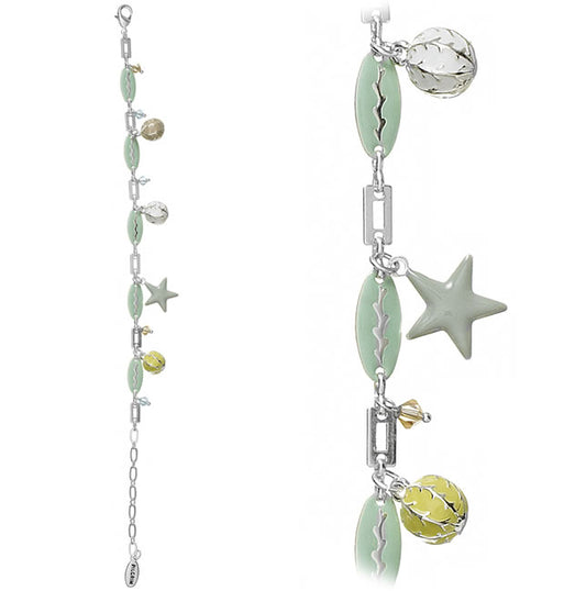 Pilgrim Starball Charm Bracelet, Mint/Silver