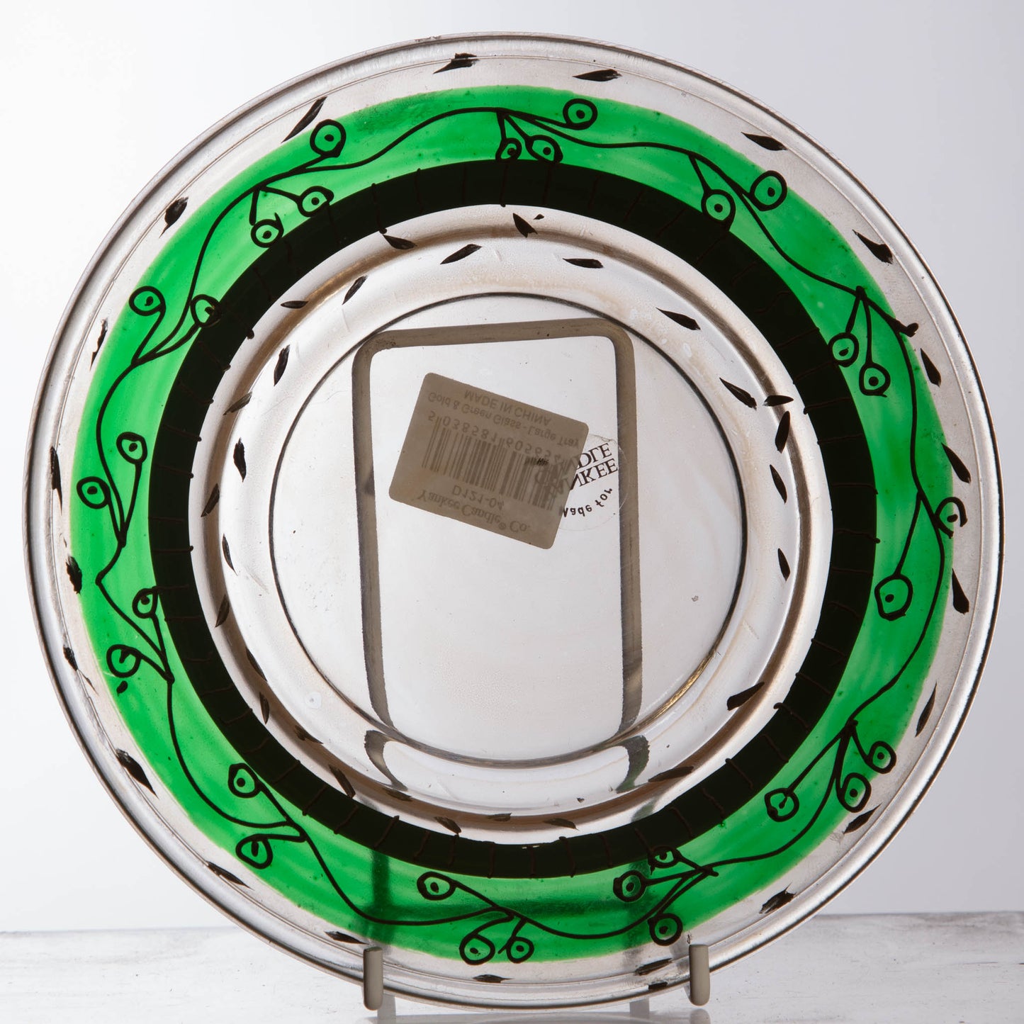 Yankee Candle Shade and tray for Medium Large Candles Green/Clear glass embellished with wire