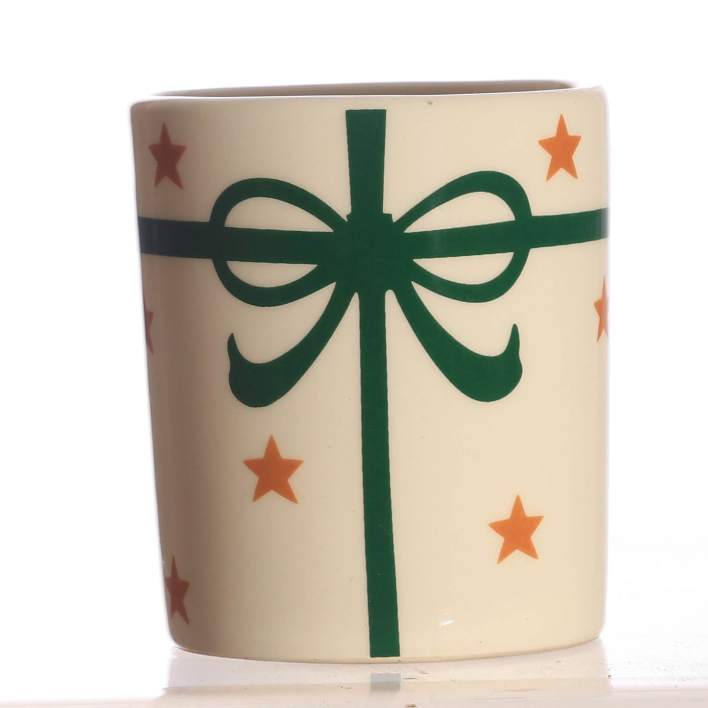 Votive Holder, ceramic, symmetrical Bow Yellow Stars