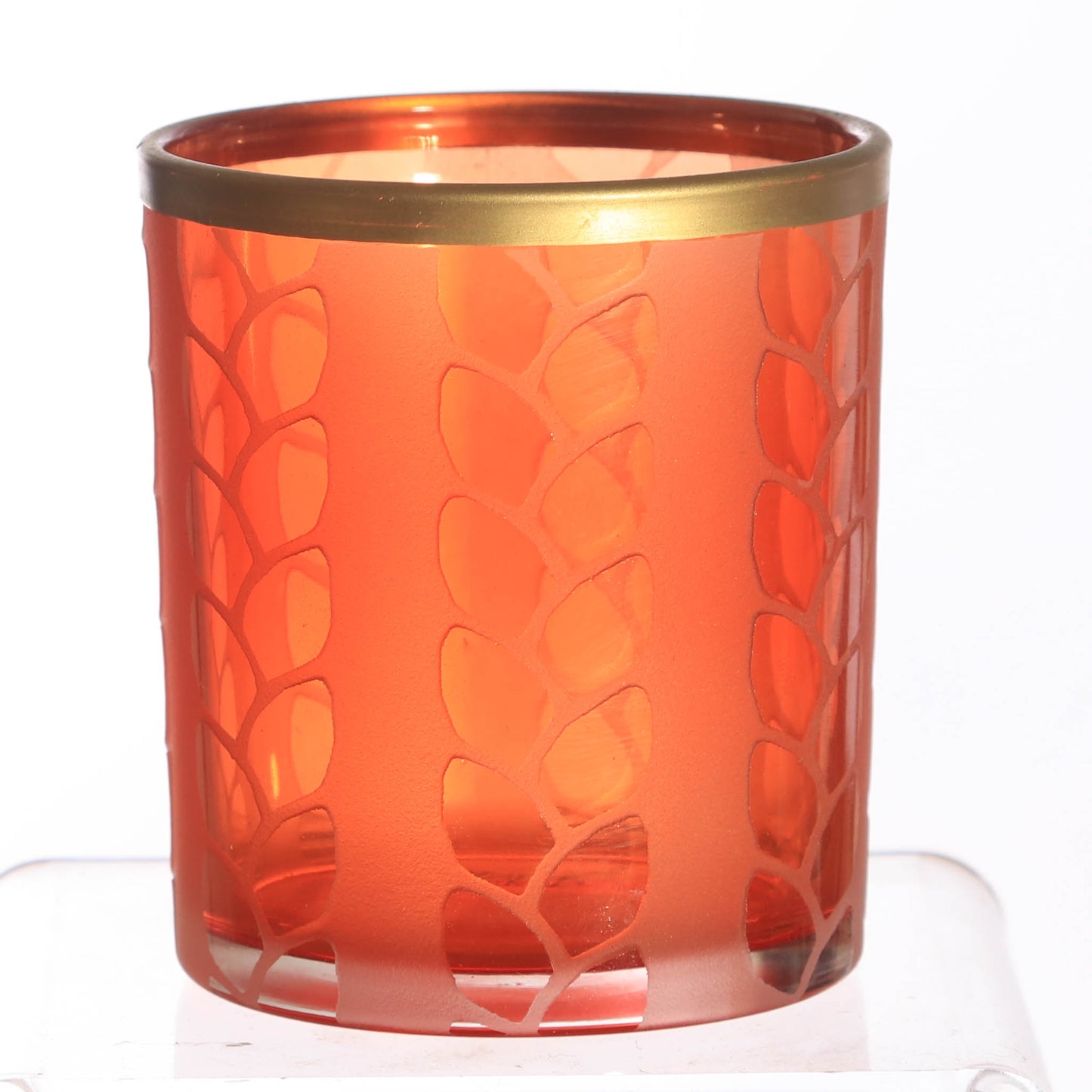Votive Holder, glass orange buds