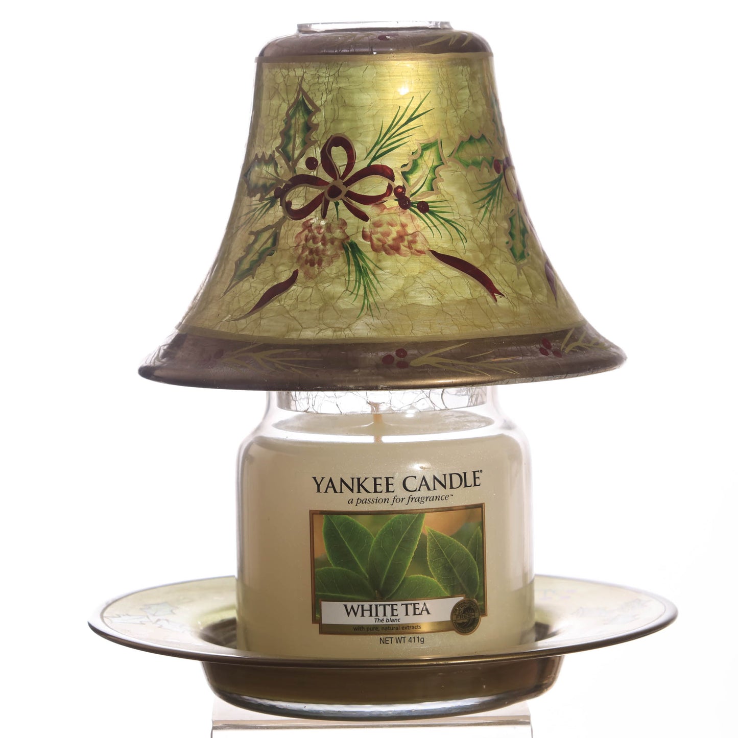 Yankee Candle Shade and tray for Medium Large Candles, Christmas Bow