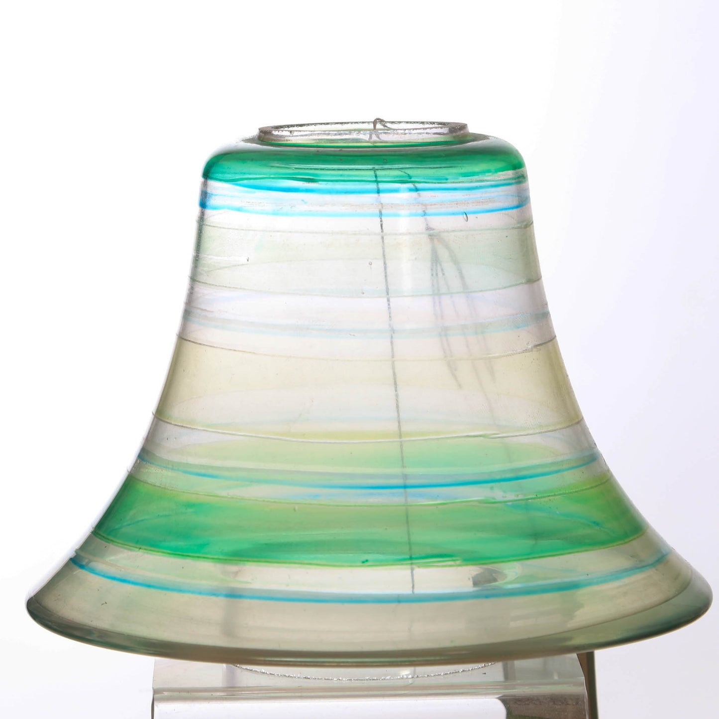 Yankee Candle Shade and tray for Medium Large Candles, Green Circular Stripes