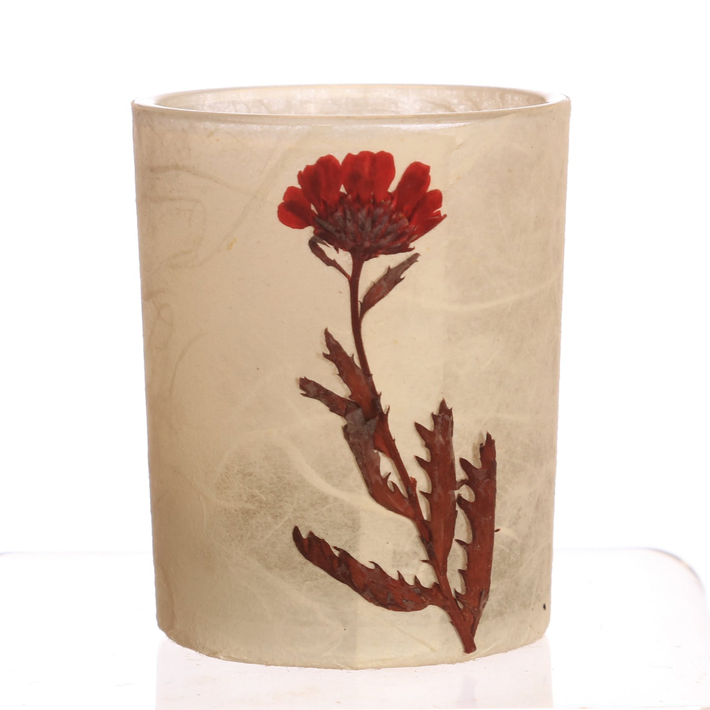 Yankee Tealight Holder, Paper covered, pressed flower