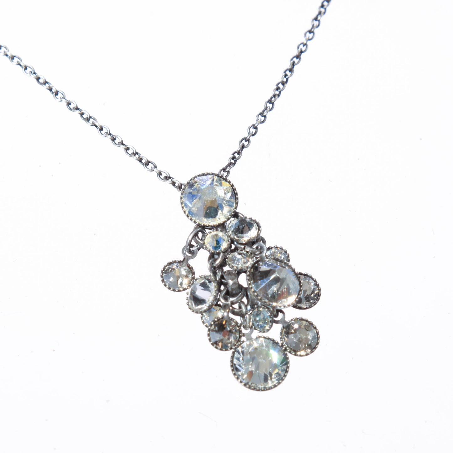 Crystal Bunch Pendant Necklace, Crystal/Silver